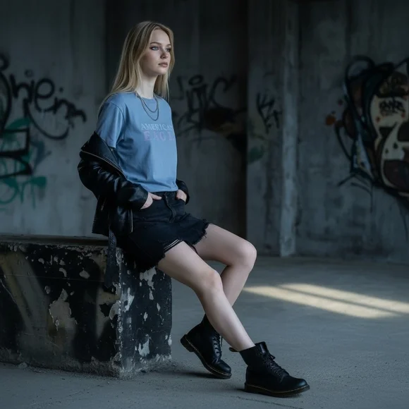 American Eagle Dusty Blue Logo Graphic Tee - Size XS - EUC - Picture 2 of 14